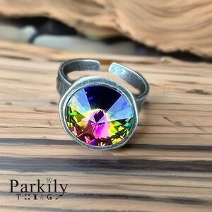 Handcrafted sparkly ring made with Swarovski crystal adjustable fit